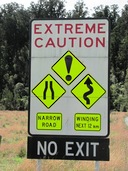 The warning signs leading into Gillespies