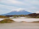 Mt Taranaki rises above the mist