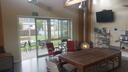 Kitchen and Lounge area with log fire