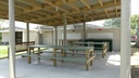 Outdoor dining area with eectric barbecues