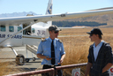 Air Safaris pilot talking to passenger.