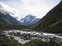 Mt Cook in the background of the Hooker Valley